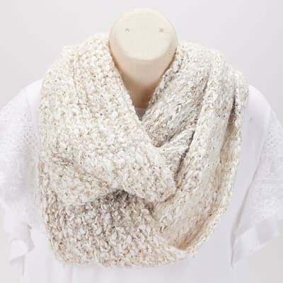 Cream with Lurex Infinity Scarf