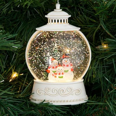 LED Snowman Lantern Glitter Globe Ornament