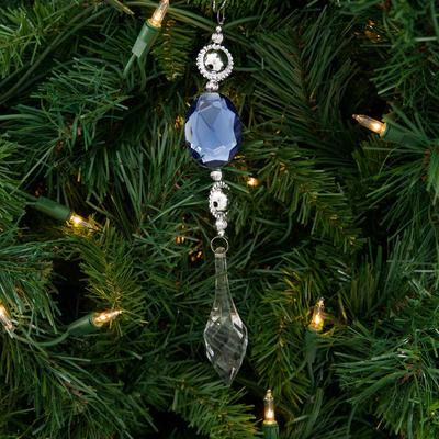 Clear with Blue Jewel Drop Ornament