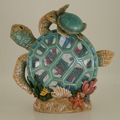 Turtle with Baby Glitter Globe