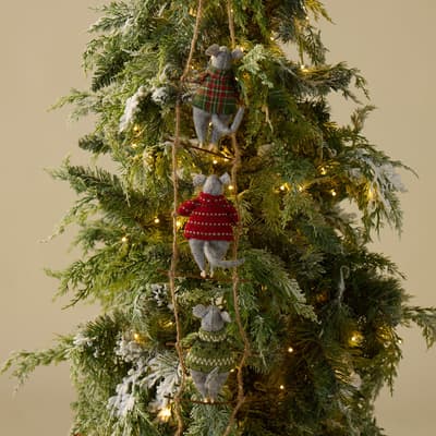 Polyester Mice on Ladder Ornament