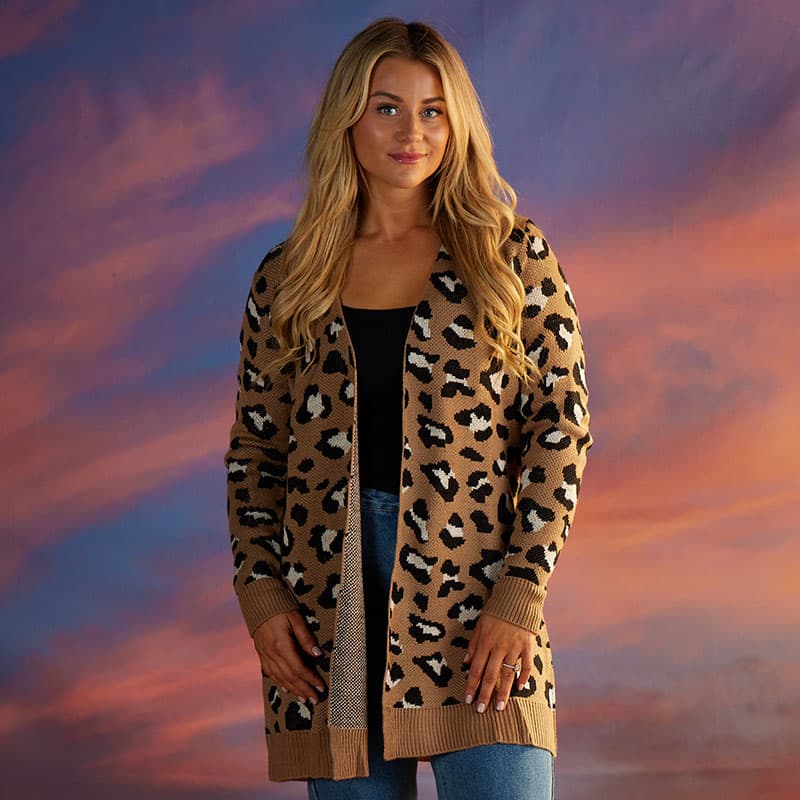 Leopard Print Cardigan with Lurex - Cracker Barrel