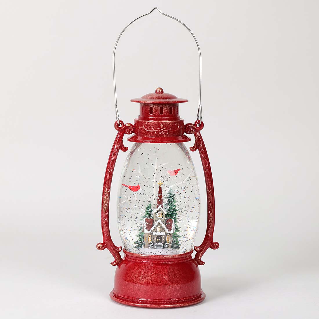 Winter Church Glitter Globe Lantern Cracker Barrel