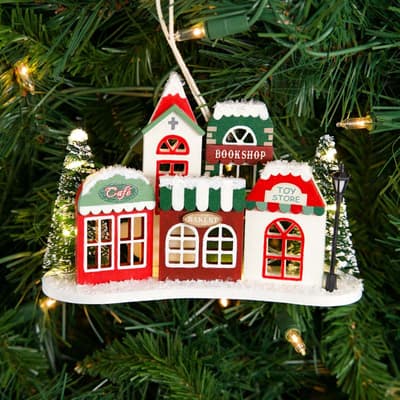 Wooden Village Ornament
