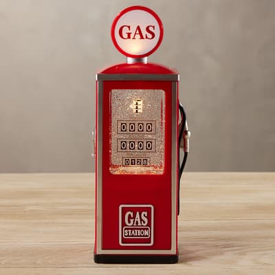 LED Gas Pump Glitter Globe