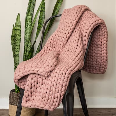 Chunky Knitted Throw - Mauve