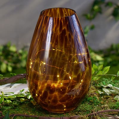 LED Glass Cheetah Print Vase