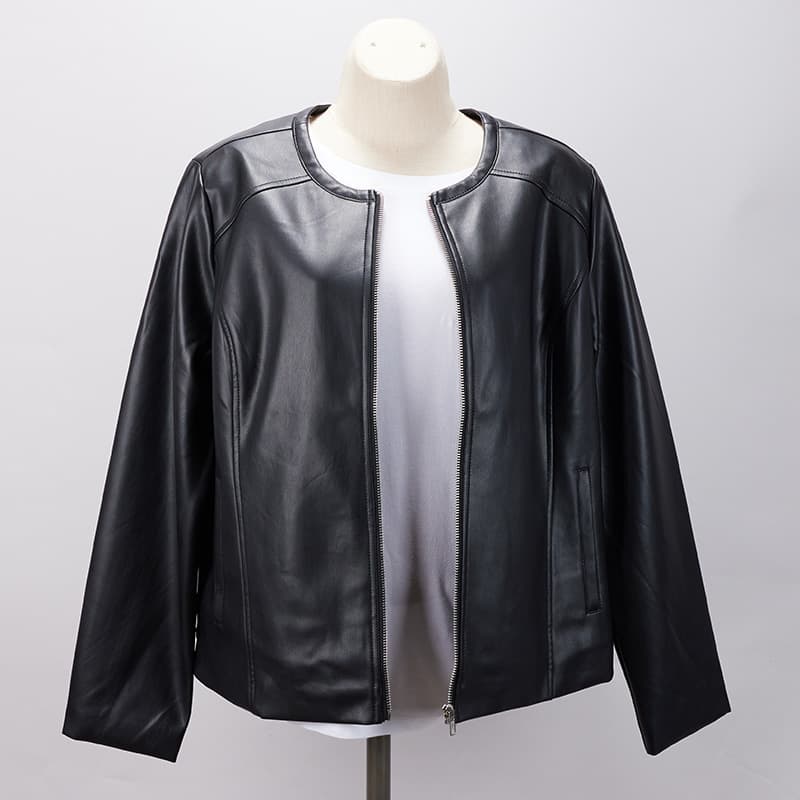 Warm faux leather outlet jacket