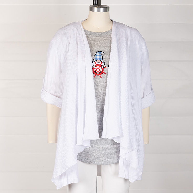 Gauze Open Front Cardigan - Cracker Barrel