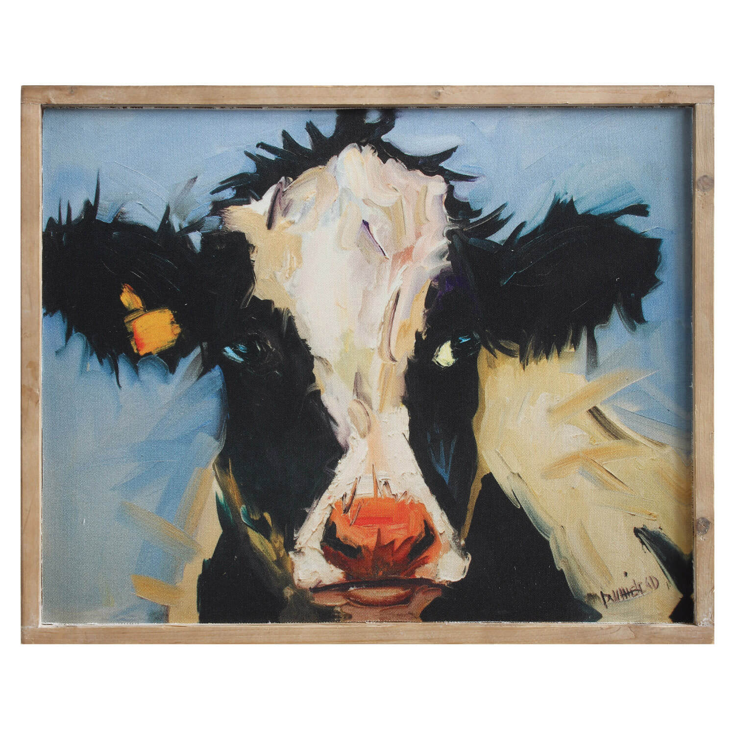 Wood Wall Decor with Cow Picture