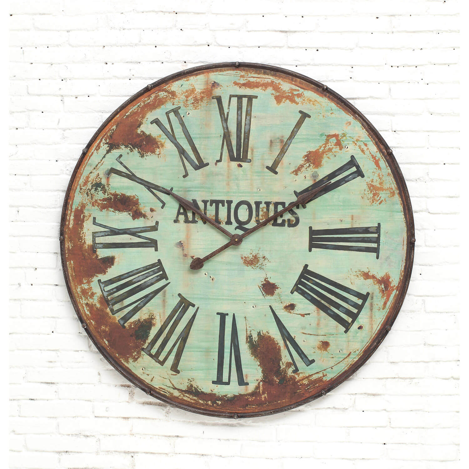 Distressed Round Metal Wall Clock