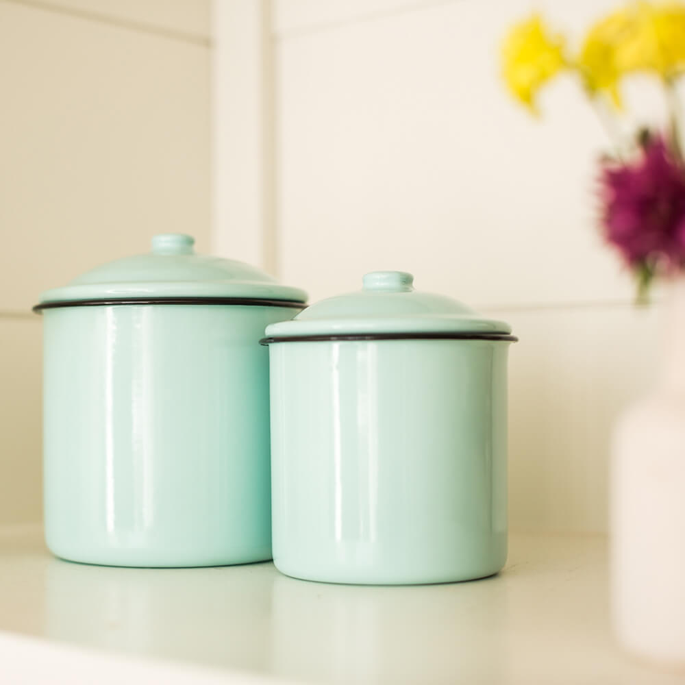 Decorative Enamelware Canisters