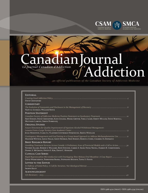 The Canadian Journal of Addiction