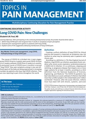 Topics in Pain Management Online
