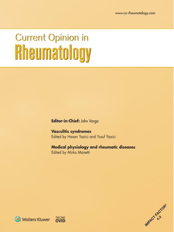 Current Opinion in Rheumatology Online