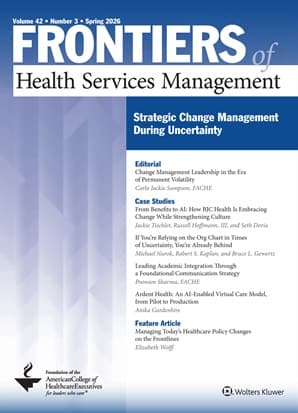 Frontiers of Health Services Management