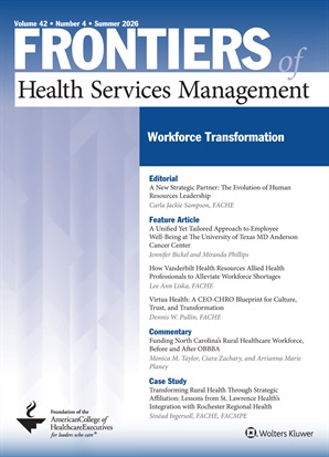 Frontiers of Health Services Management