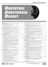 Obstetric Anesthesia Digest Online