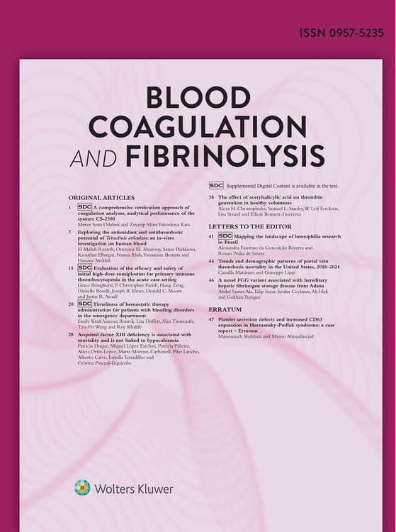 Blood Coagulation and Fibrinolysis Online