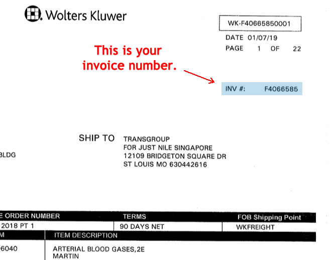 invoice number