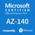The MeasureUp AZ-140: Configuring and Operating Microsoft Azure Virtual Desktop practice test. Pearson logo. MeasureUp logo