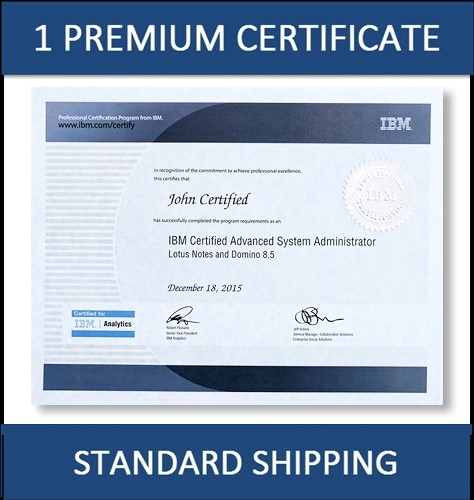 One IBM Premium Certificate: Printed on parchment with embossed certification seal. Shipping with tracking included.