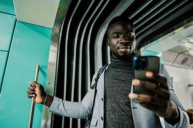 Professional on train to work