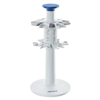 Rotatable stand holds six manual single or multi-channel pipettes