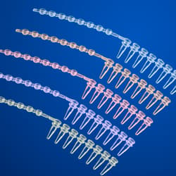 0.2 mL PCR Flex-Free 8-Tube Strips with Attached Optical Cap Strips, Assorted Color