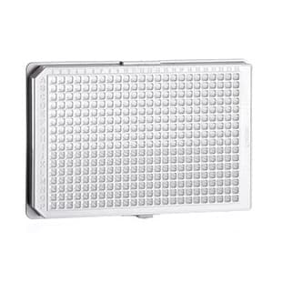 Cellstar white TC treated plate with lid, flat wells with clear bottoms, sterile, 384 well