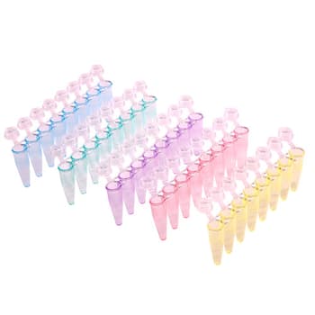 0.2 mL PCR 8-tube FLEX-FREE strip, attached clear flat caps, mixed