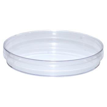 100 x 15 mm, mono, polystyrene slippable petri dish, sterile. 25/sleeve, 500 per case