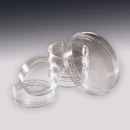 100 x 15 mm, mono, polystyrene slippable petri dish, sterile. 25/sleeve, 500 per case