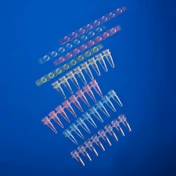 0.2 mL PCR tube strips with strips of dome caps, assorted color tubes