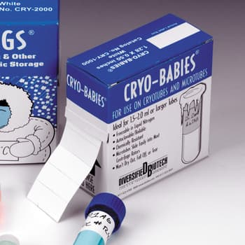 Cryo-Babies® laboratory freezer storage labels, white