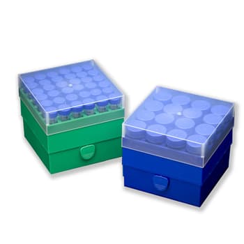 Polypropylene Freezer Box for 15 or 50mL Tubes, Blue With Numbered Grid And  Lid, 4/PK