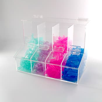 Benchtop acrylic vertical storage bins