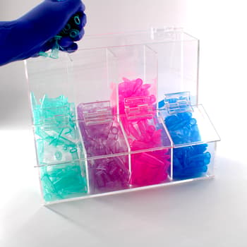 Benchtop acrylic vertical storage bins