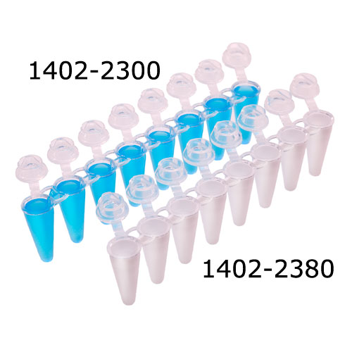 TempAssure PCR Flex-Free 8-Tube Strips, Attached Individual Optical Caps