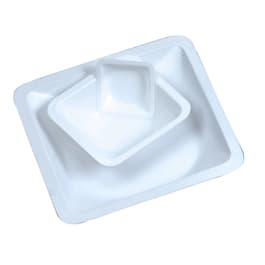 White polystyrene weigh boat group