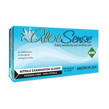 AloeSense nitrile exam gloves, box