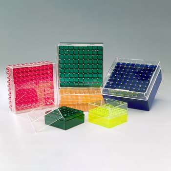 Globe Scientific BioBOX 3042G Polycarbonate Storage Box with Transparent Lid for 3ml, 4ml and 5ml Tubes, Holds 81 Vials, Green (Pack of 4)