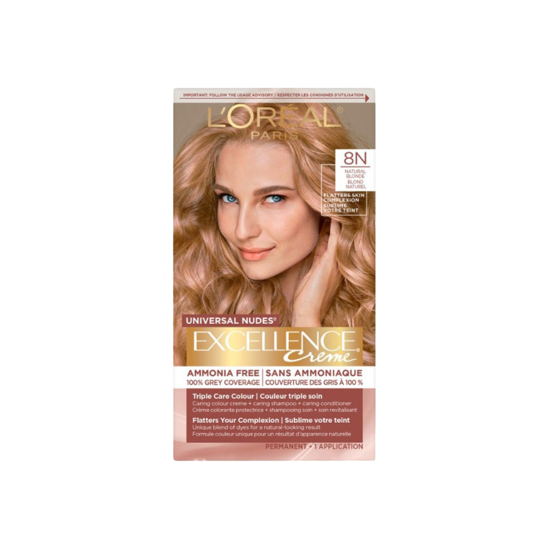 L'Oreal Paris Excellence Creme Universal Nudes Permanent Hair Color - Natural Blonde (8N)