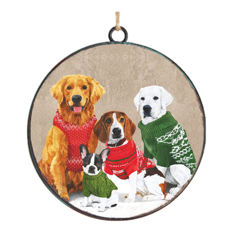 C/F METAL ORNAMENT DISC DOGS