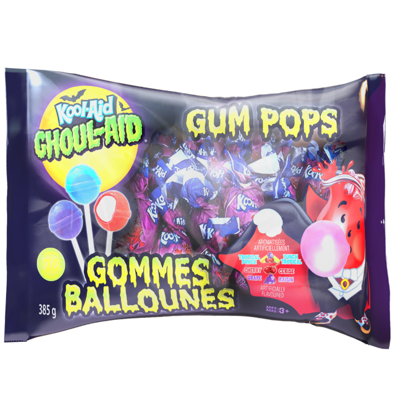 Kool-Aid Ghoul-Aid Halloween Gum Lollipops - 385g / 70s