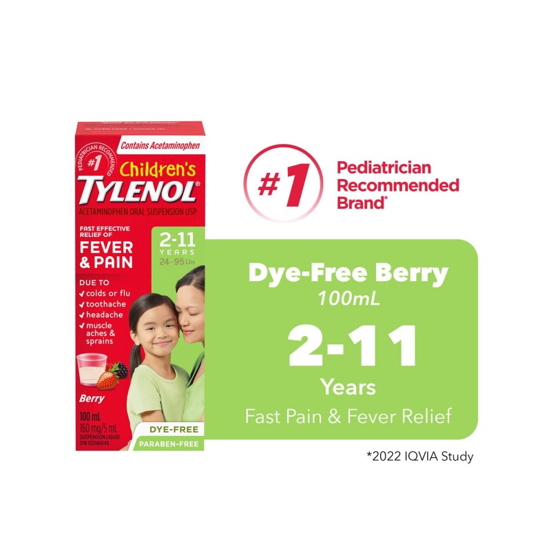 Tylenol* Children's Suspension Liquid - Dye Free Berry - 100ml