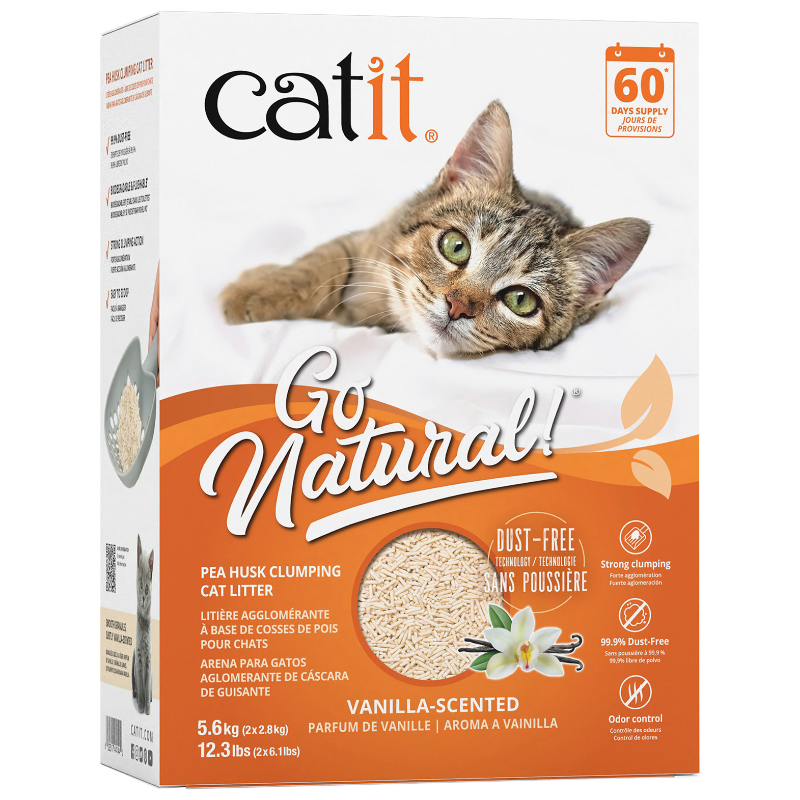 Catit Go Natural Pea Husk Clumping Cat Litter - Vanilla Scented - 5.6kg