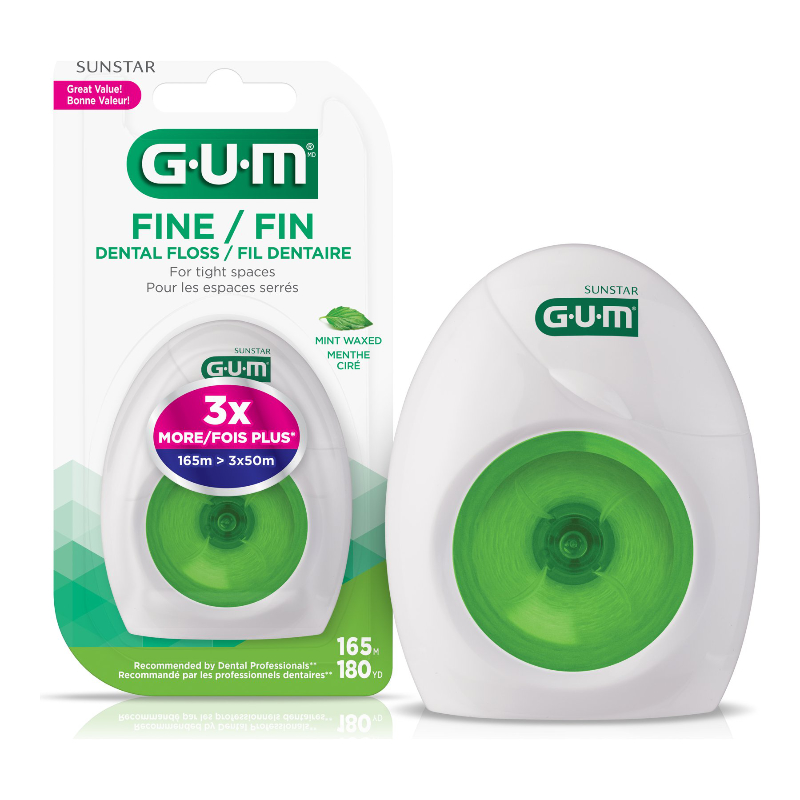 GUM Waxed Dental Floss - Fine Mint - 165m