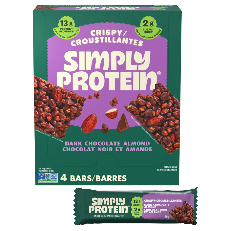 SimplyProtein Plant-Based Snack Bars - Dark Chocolate Almond - 4 x 40g