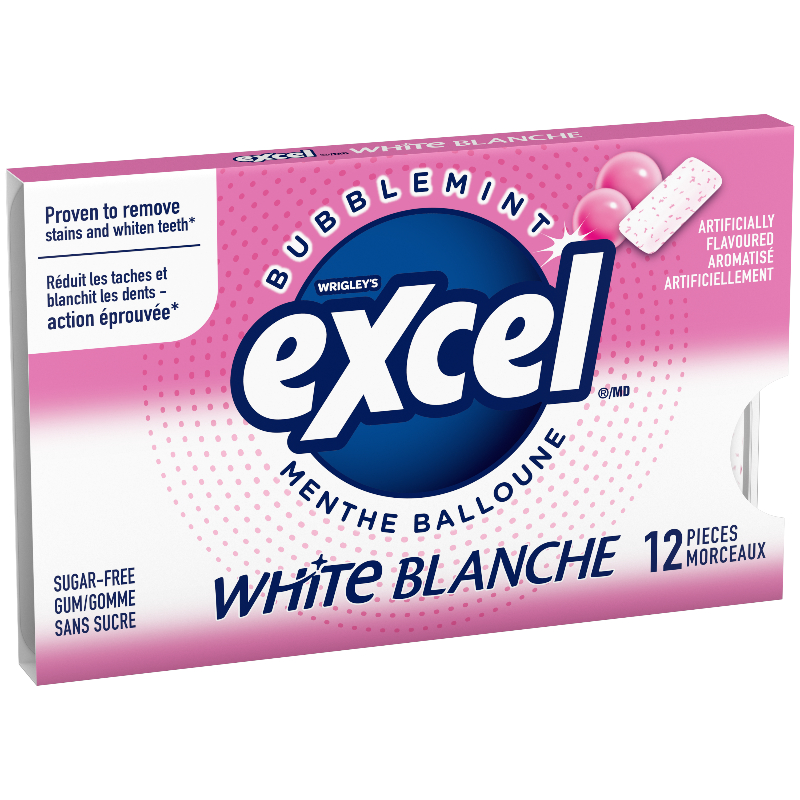 Excel White Gum - Bubblemint - 12 piece